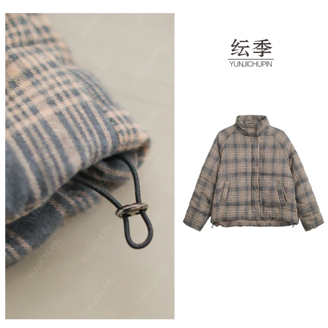 【纭季原创】衣长61 冬季新款宽松百搭格子款休闲棉服女D241640