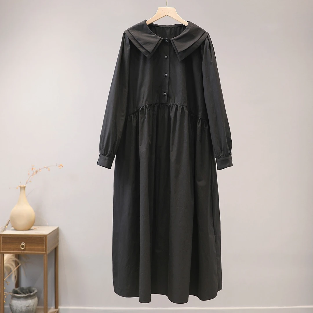 【纭季原创】连衣裙女宽松气质收腰显瘦绿色时尚百搭休闲女装a612