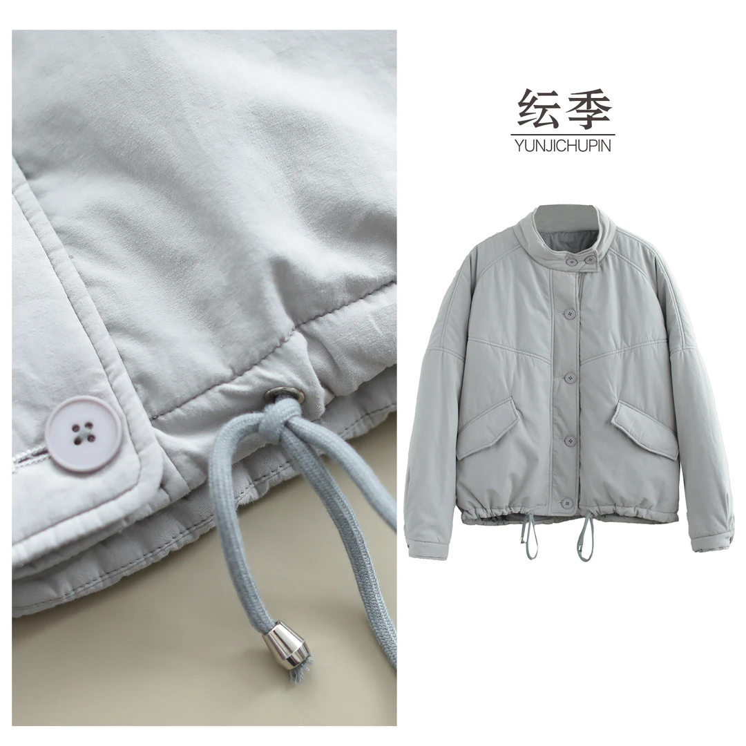 【纭季原创】衣长58 时尚设计感百搭立领通勤棉服上衣女D241494