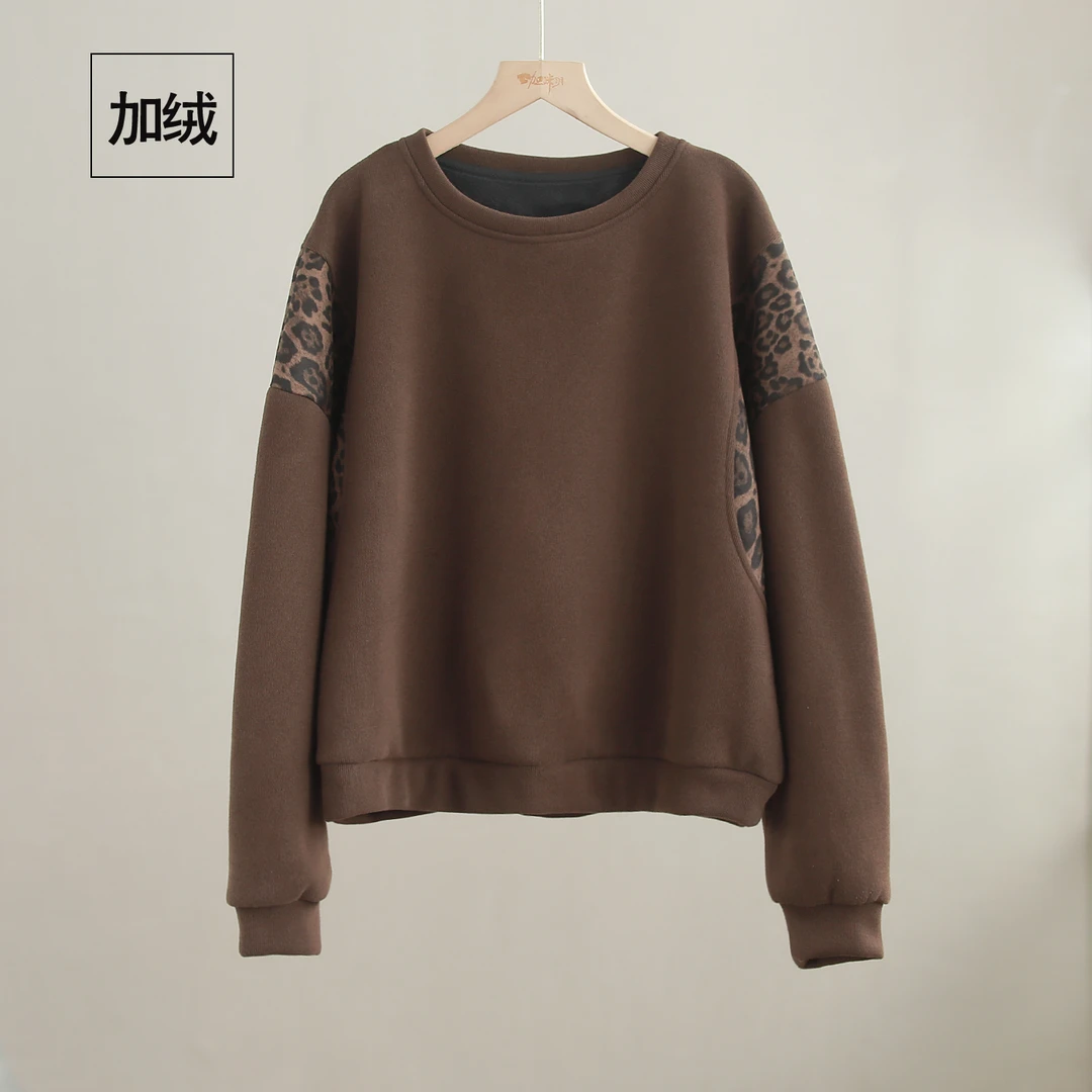 【纭裳定制】衣长59 百搭气质宽松设计感拼接加绒卫衣D241371