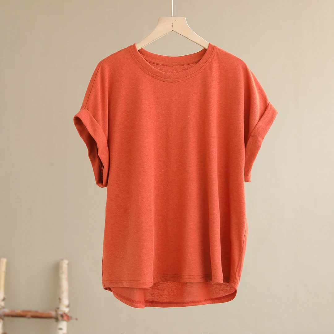 【纭季原创】衣长60-65 百搭宽松设计感夏款纯色T恤D24282