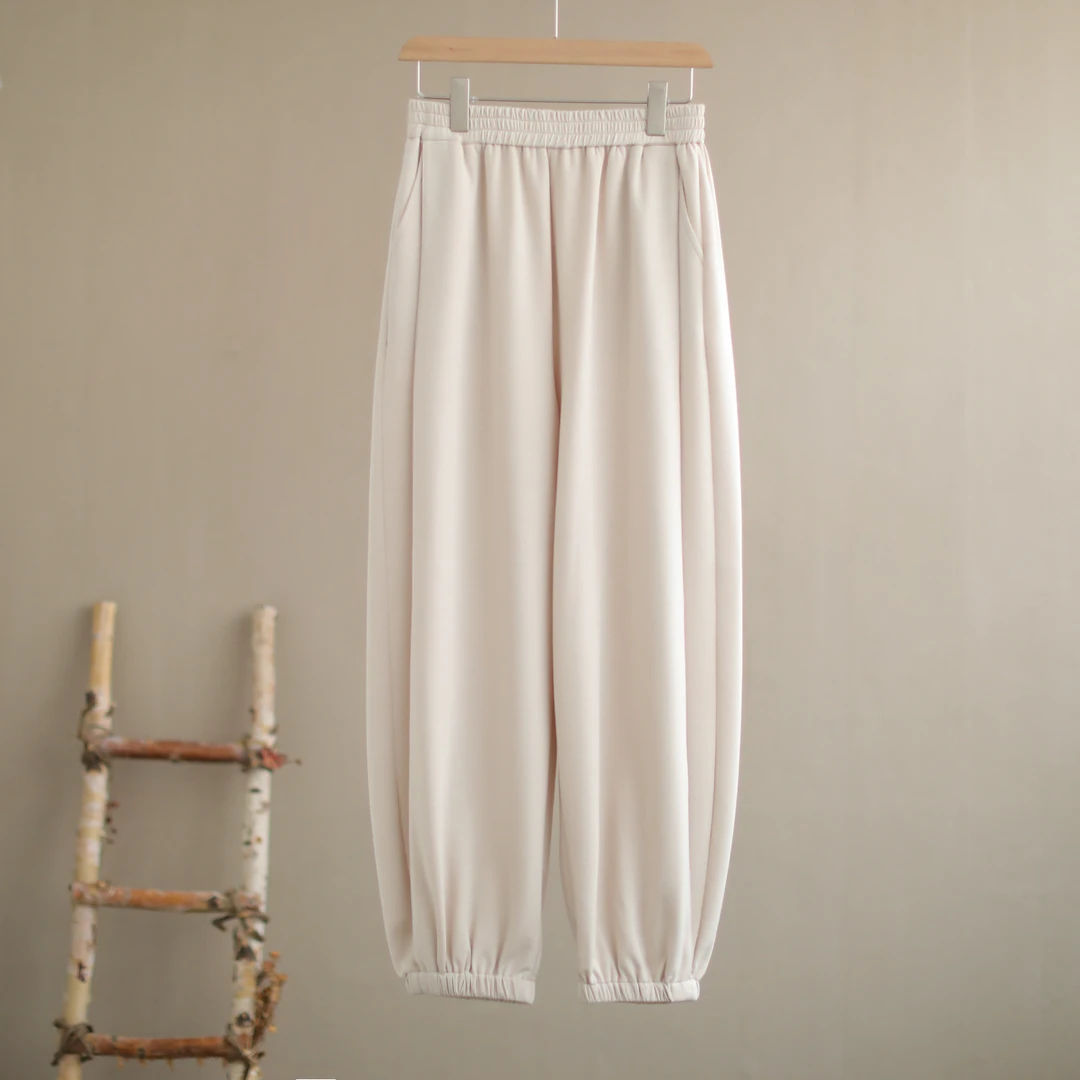 【纭季原创】裤长98-100 百搭减龄夏款松紧腰休闲裤D24285