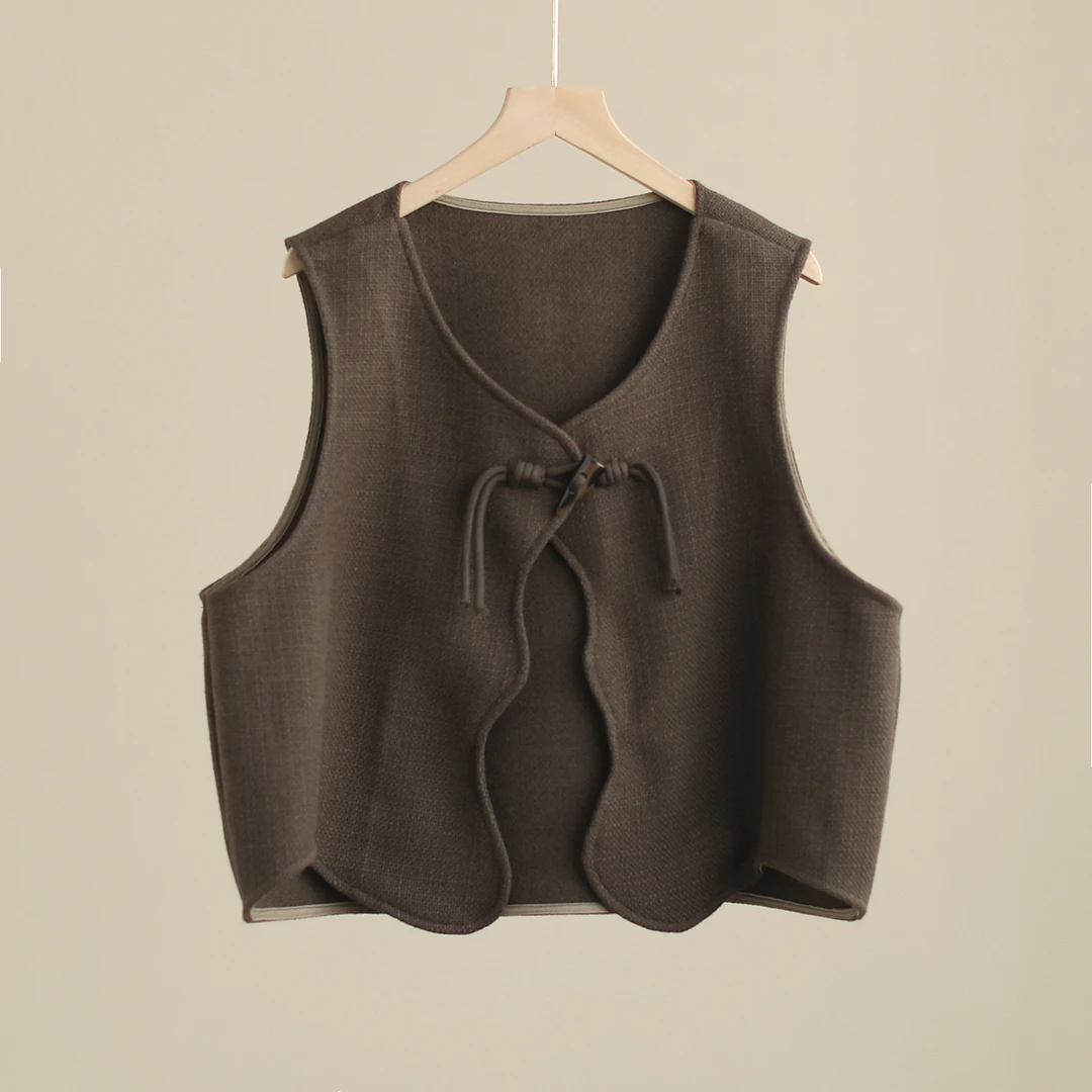 【纭季原创】衣长47-53 气质百搭上衣显瘦纯色宽松马夹女D24989