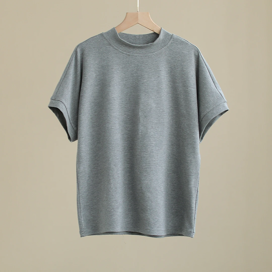 【纭季】【流浪丹宁】衣长60 百搭纯色文艺短袖打底T恤上衣女D241095