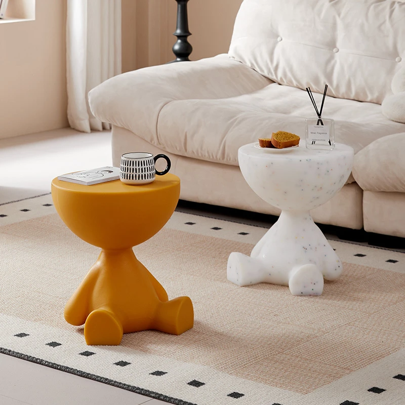 网红小平头茶几家用沙发边几角几卧室床头可移动奶油风塑料小边桌