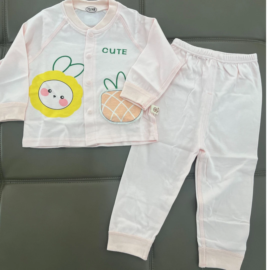 咕鹿叮铛纯棉对开立领套装73-90尺码