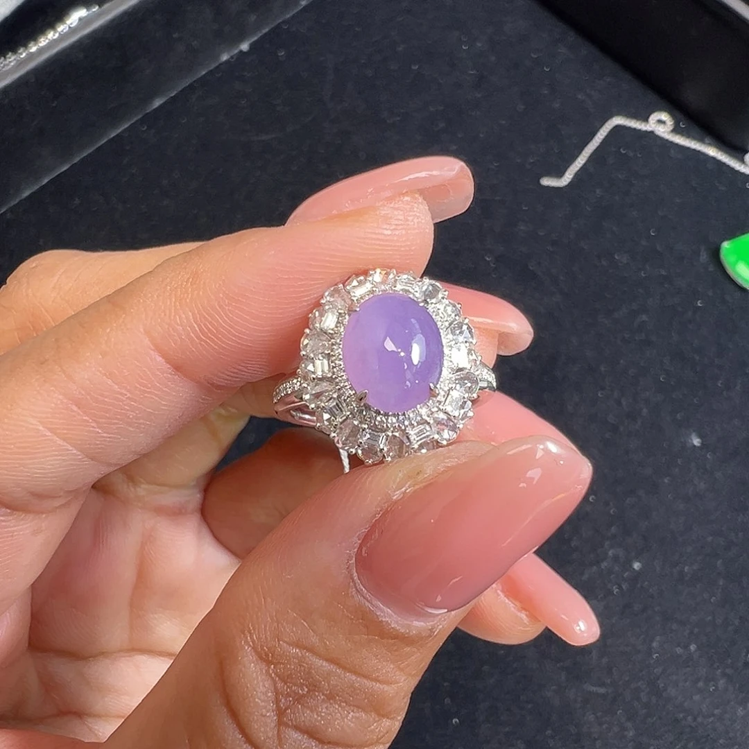 翡翠戒指18K金镶嵌米****.翡翠