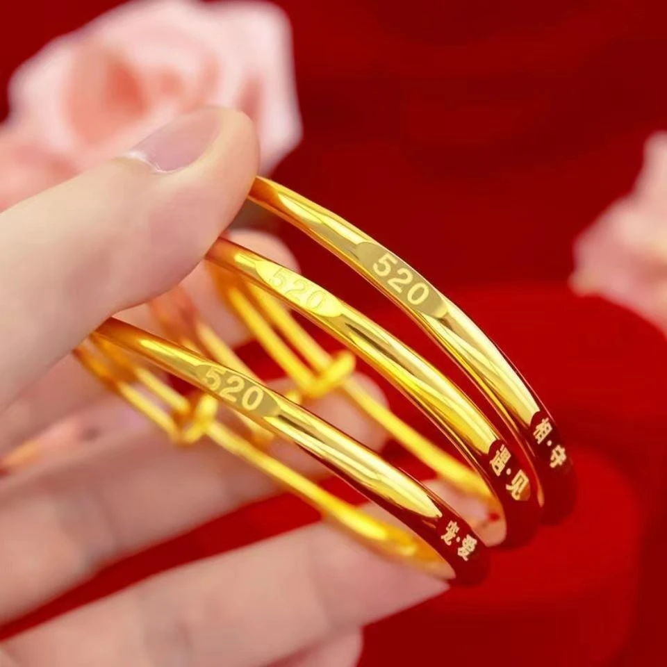 合金手镯 时尚女款520遇见1314推拉手镯镯子精美可调节实心百搭in