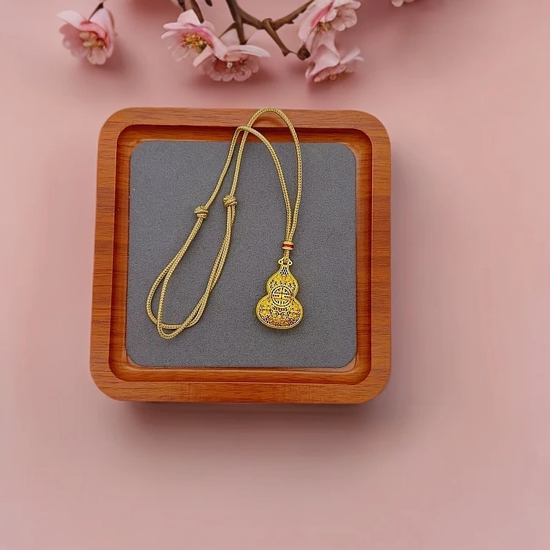 合金吊坠 金色女款合金吊坠双面福字葫芦项链古风首饰精致饰品