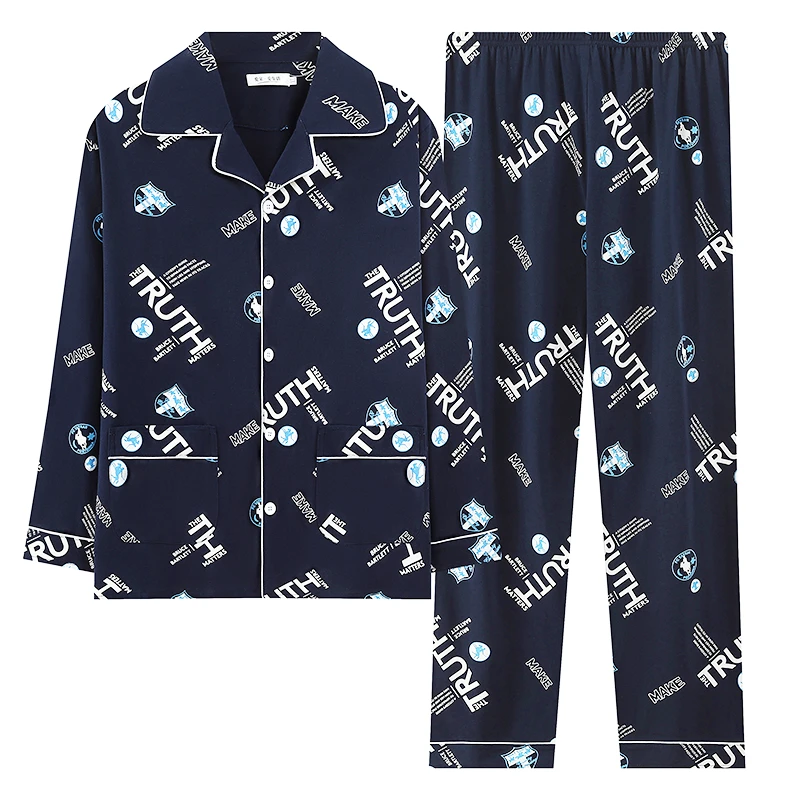 纯棉睡衣男士春秋薄款中老年人家居服全棉春夏季开衫可外出家居服