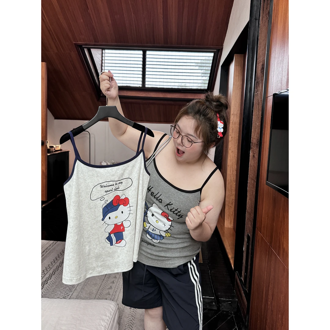 老章和小胖PONGKIKI爱运动的凯蒂印花吊带夏季大码外穿内搭背心女