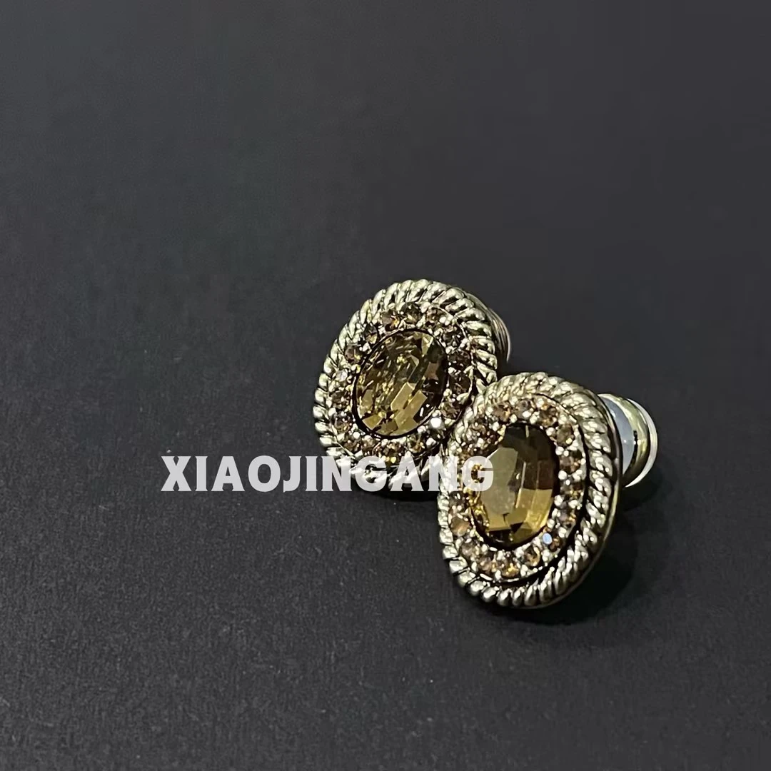 锌合金玻璃耳饰 小金刚-【椭圆鸽子蛋】耳饰