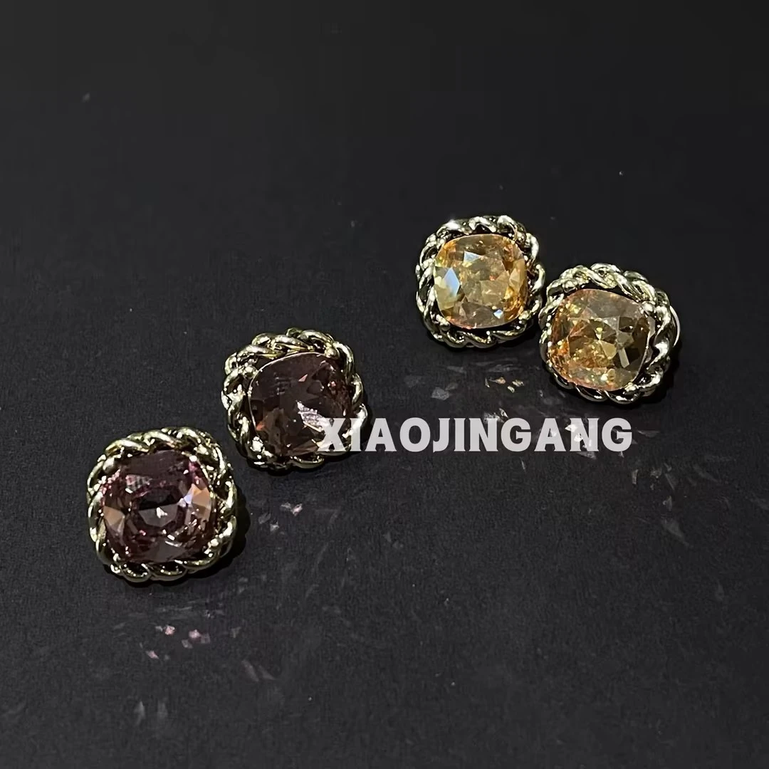 锌合金玻璃耳饰 小金刚-【麻花方钻】耳饰