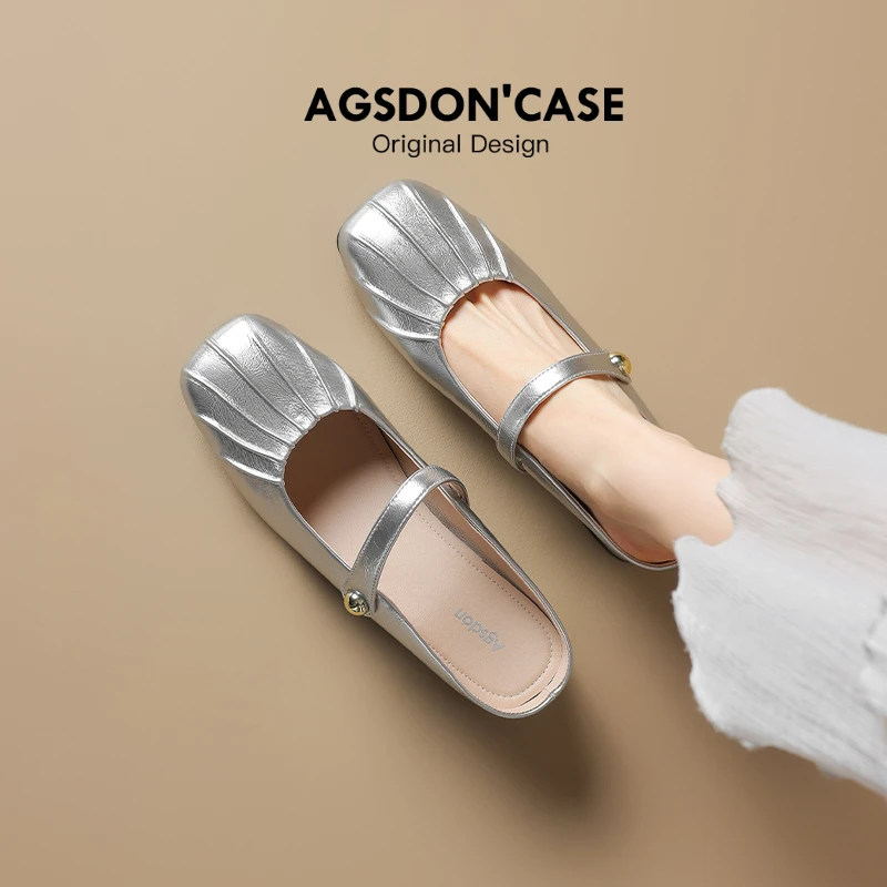 奥古狮登银色包头拖鞋女2024新款夏季法式粗跟一脚蹬百搭半拖凉鞋