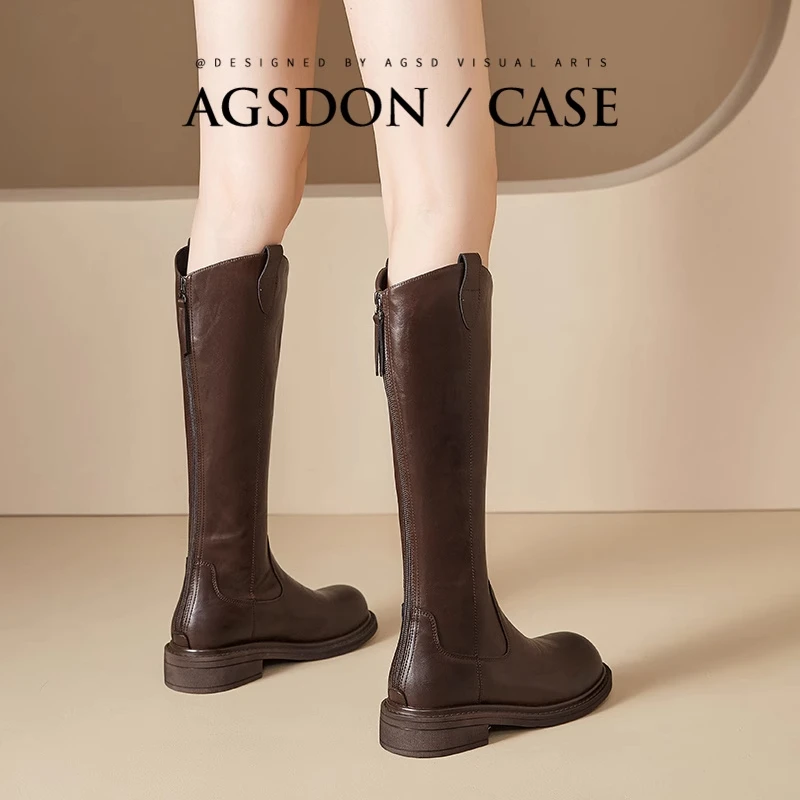 奥古狮登长筒靴女2024新款秋冬小个子胖mm粗腿长靴美拉德骑士靴子