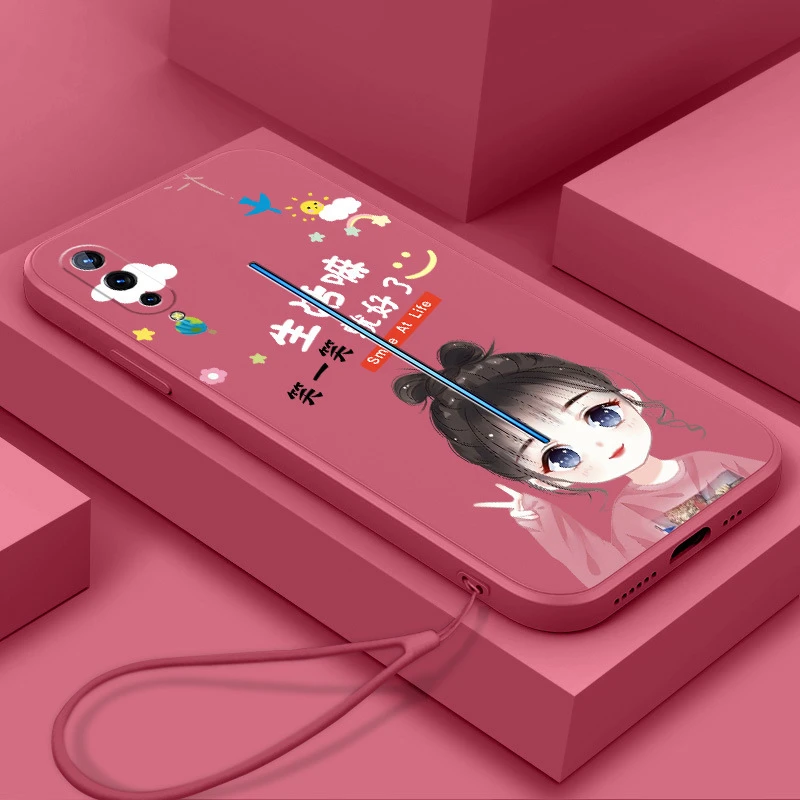 适用VIVOIQOO爱笑女孩手机壳直边vivo iQOO液态硅胶全包v1824BA防