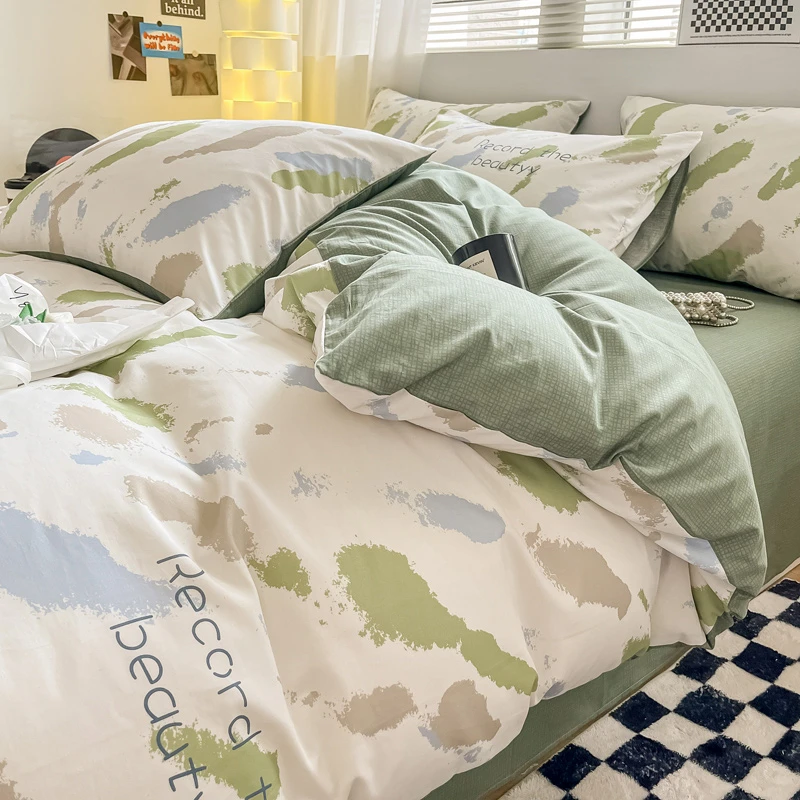 北欧ins纯棉四件套床上用品全棉床单被套床笠单人学生宿舍三件套4