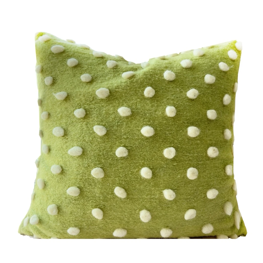 雅布抱枕/绿底白点立体手工艺清新自然风设计师家居布艺软装卧室