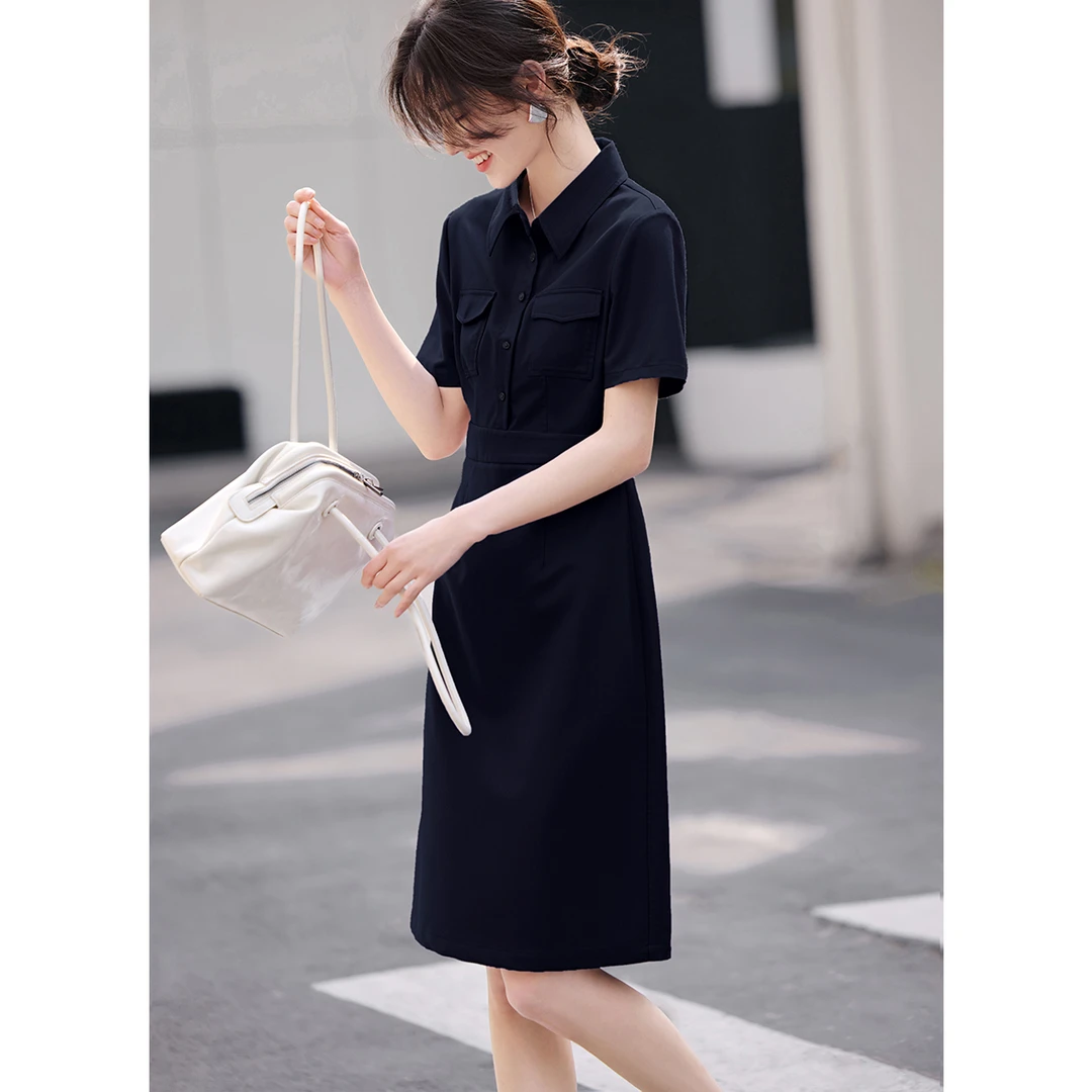 XWI/欣未2025夏季新款收腰显瘦气质简约设计感女装连衣裙06373