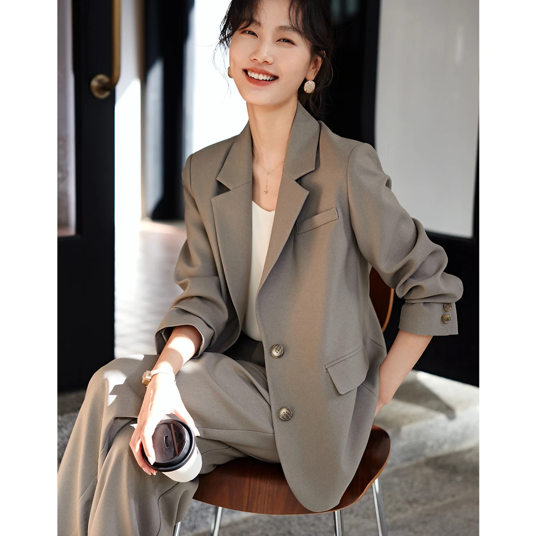 XWI/欣未西装外套裤子两件套2025年春季通勤口袋设计气质套装女
