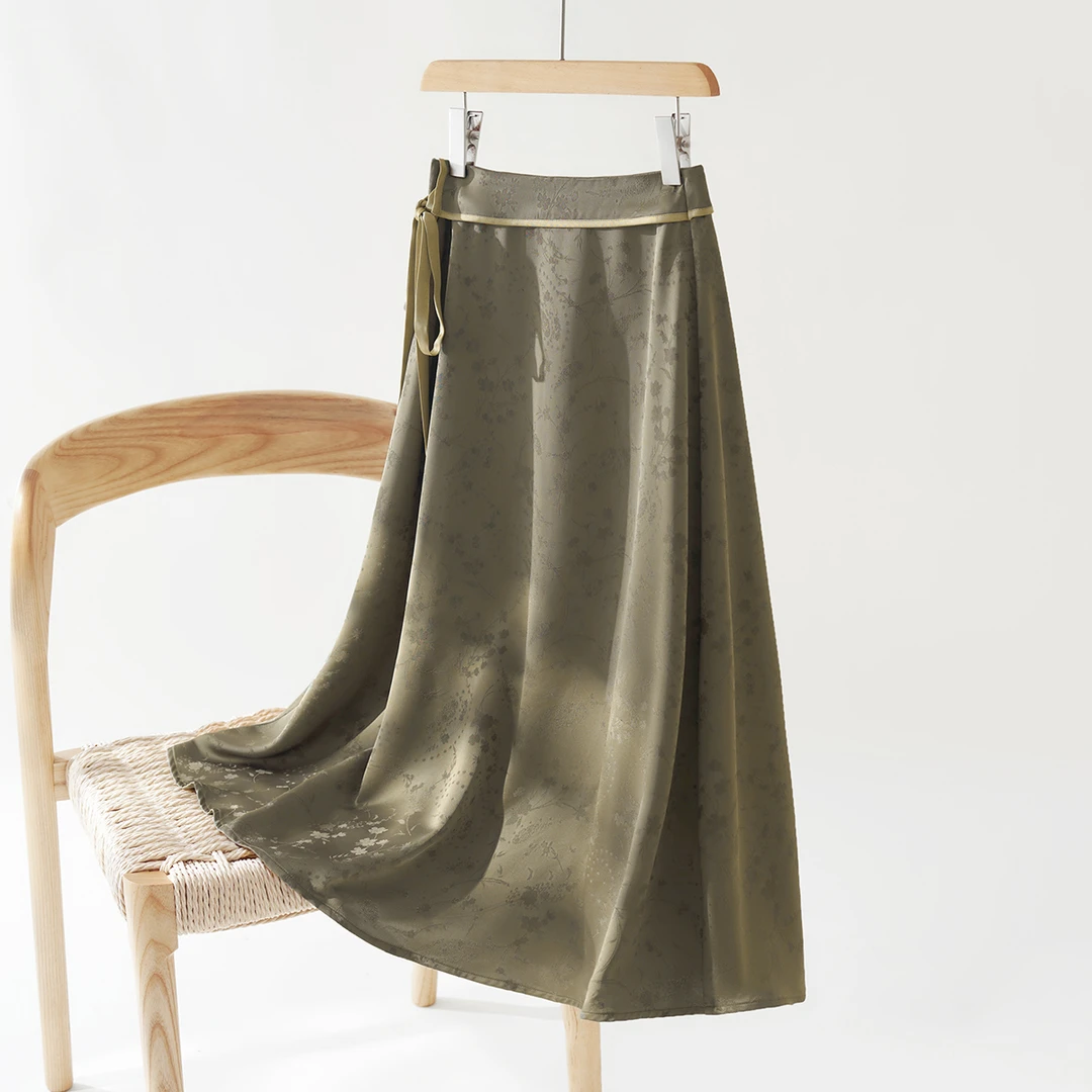 IHIMI/海谧国风裙子半身裙新中式系带撞色半身裙中长款女15293