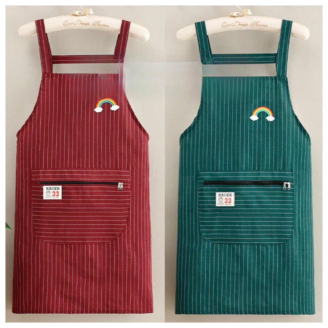 棉透气背带围裙家用防油污干活耐脏工作服厨房做饭年轻漂亮上班