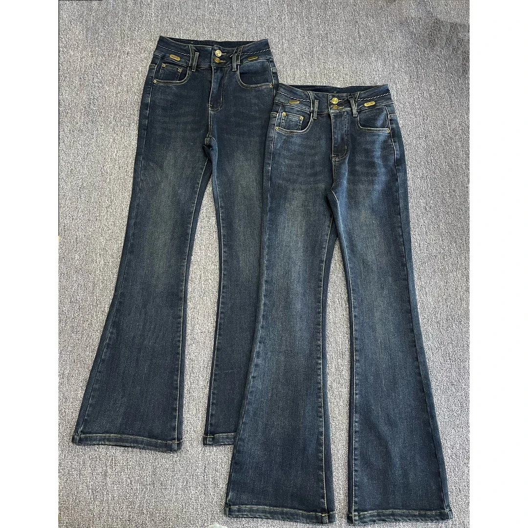 【168】新品高腰弹力抓毛绒显瘦复古马蹄裤修身百搭喇叭裤