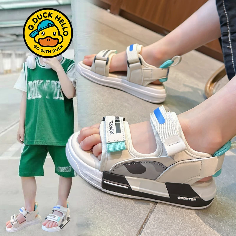 小黄鸭男童凉鞋夏季新款男孩小孩软底防滑学生休闲鞋儿童沙滩鞋
