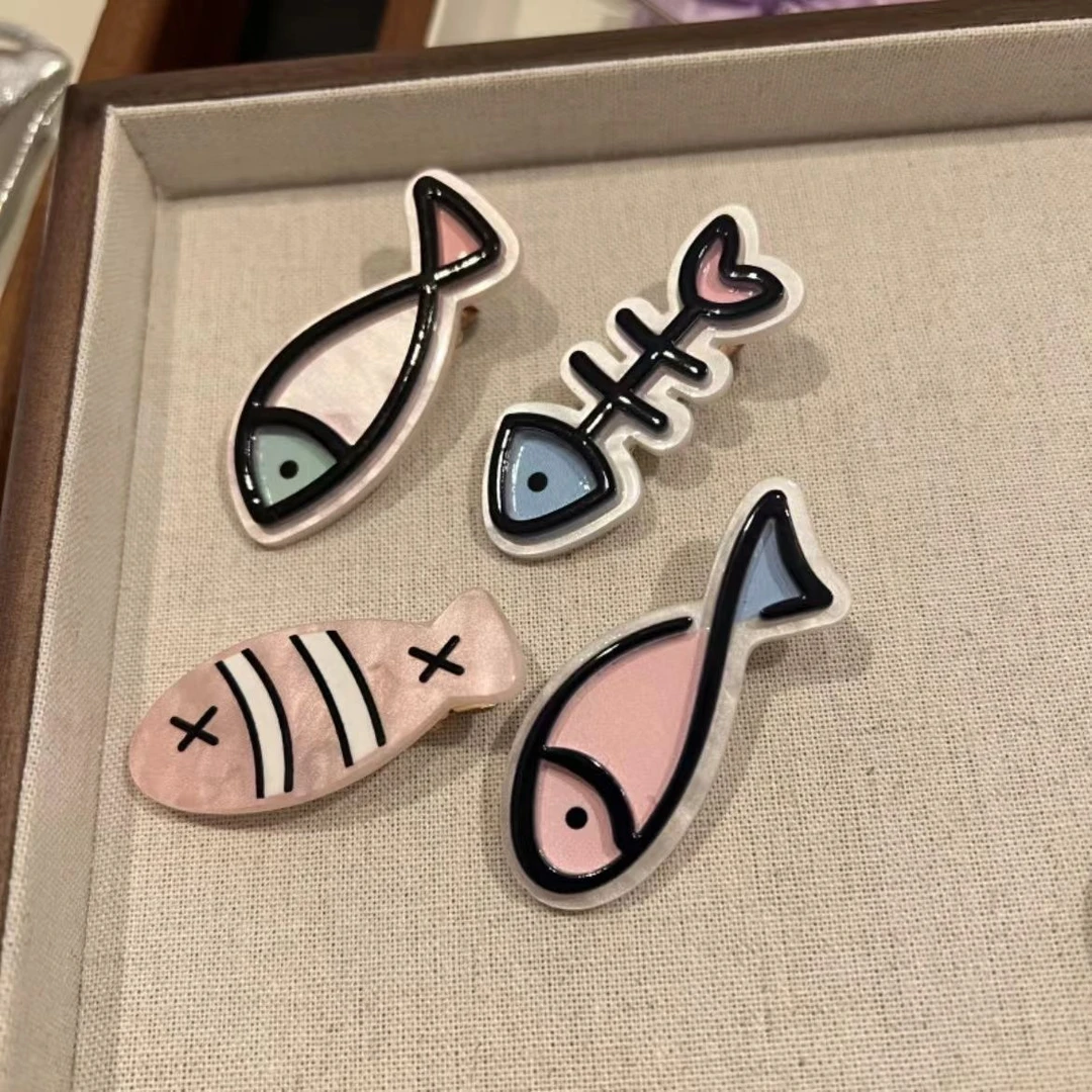 海洋系列鱼骨发夹ins少女刘海夹碎发边夹多巴胺趣味刘海夹子