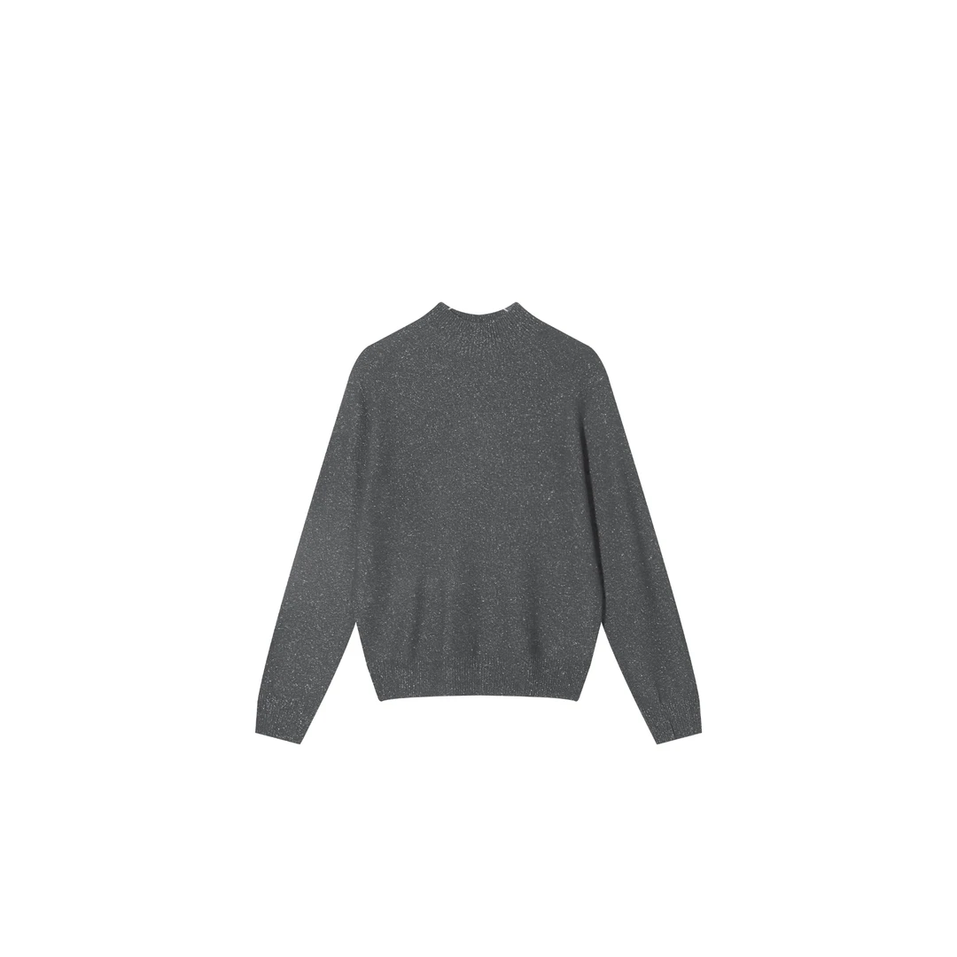 半高领100%纯羊毛金豆纱无缝针织打底衫长袖时尚百搭宽松纯色1115