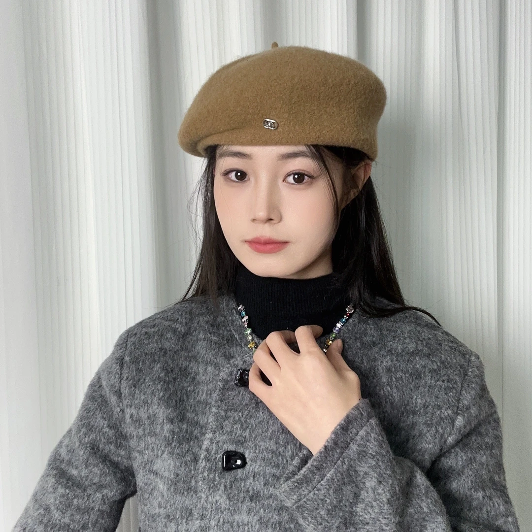韩版复古压褶贝雷帽女秋冬季蓓蕾帽子韩版定型设计显脸小画家
