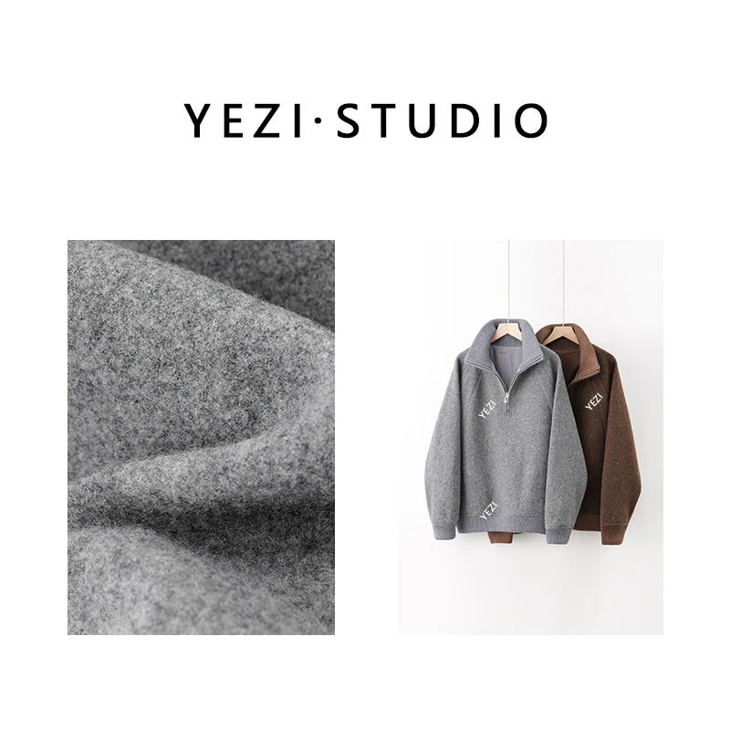 叶子定制【圣诞岛】百百强缩羊毛呢料半拉链立领卫衣24414201-10/23