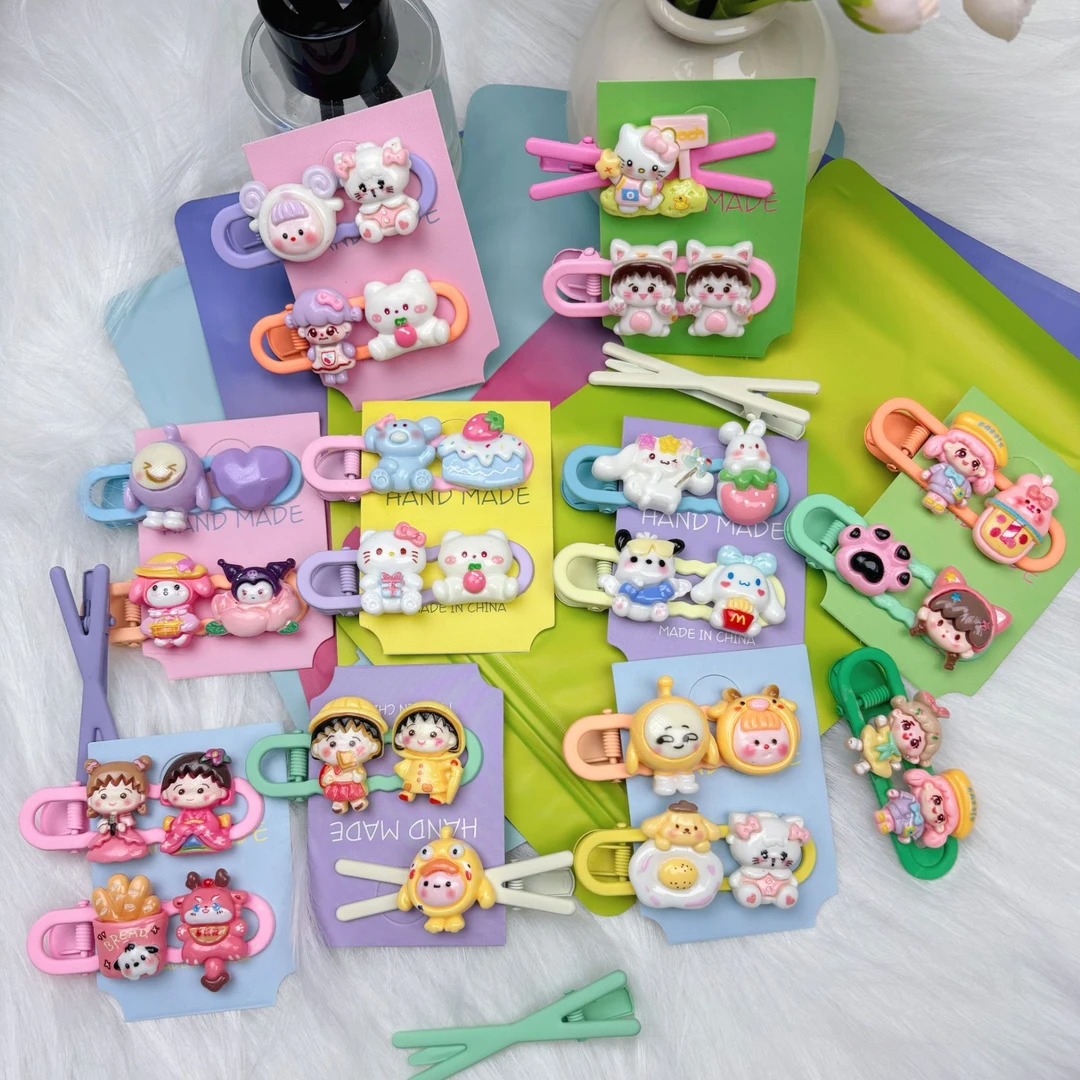 【成品卡通发夹】ins双小卡手工DIY树脂可爱夜光发夹