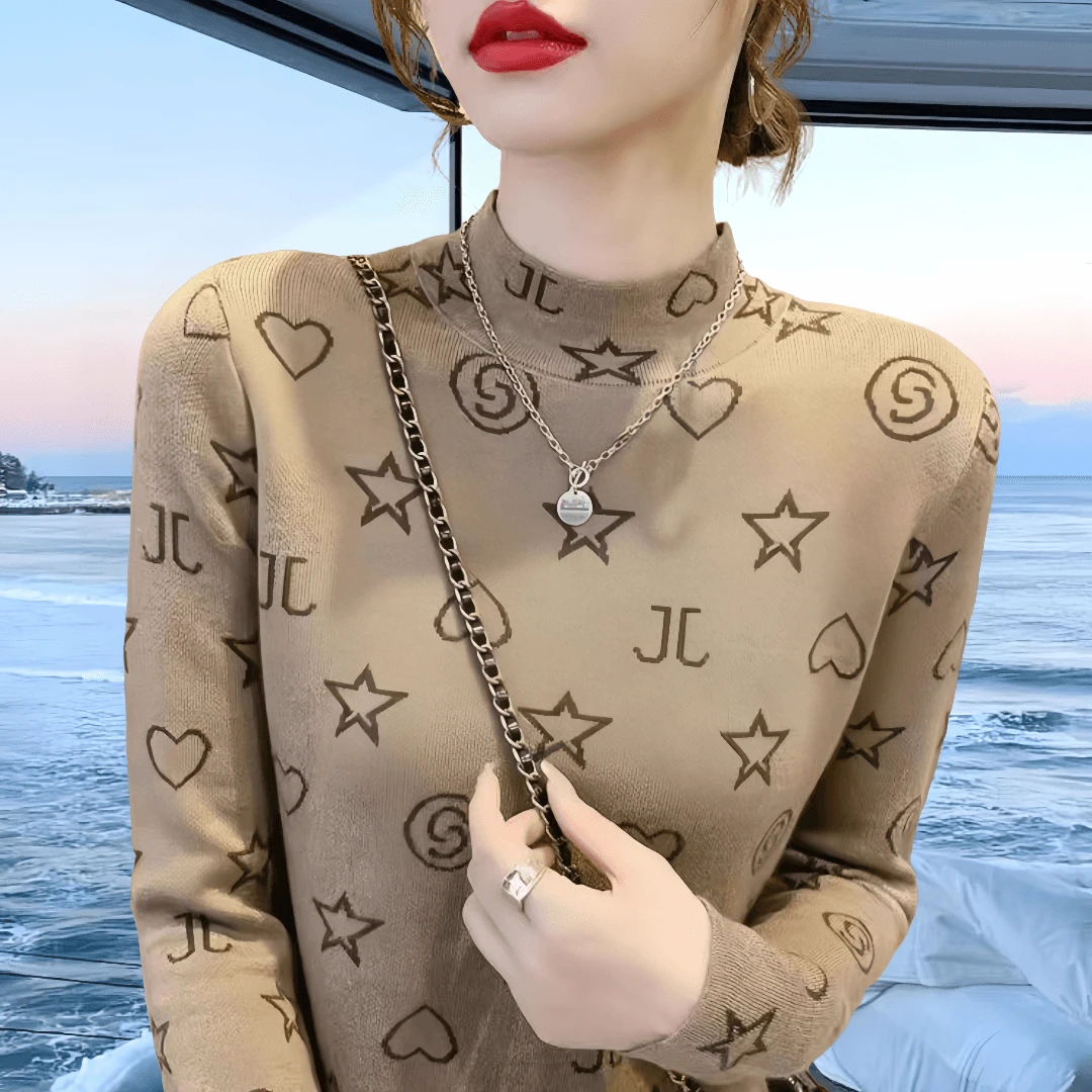 德绒半高领打底衫长袖t恤女2023秋冬季新款时尚修身高领内搭上衣