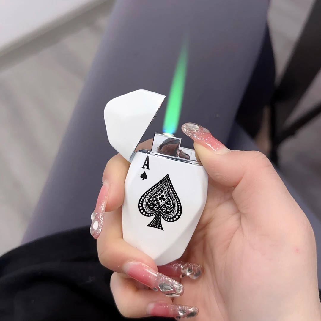 网红防风潮流麻将打火机可充气创意菱形按压点火高档送男士个性礼