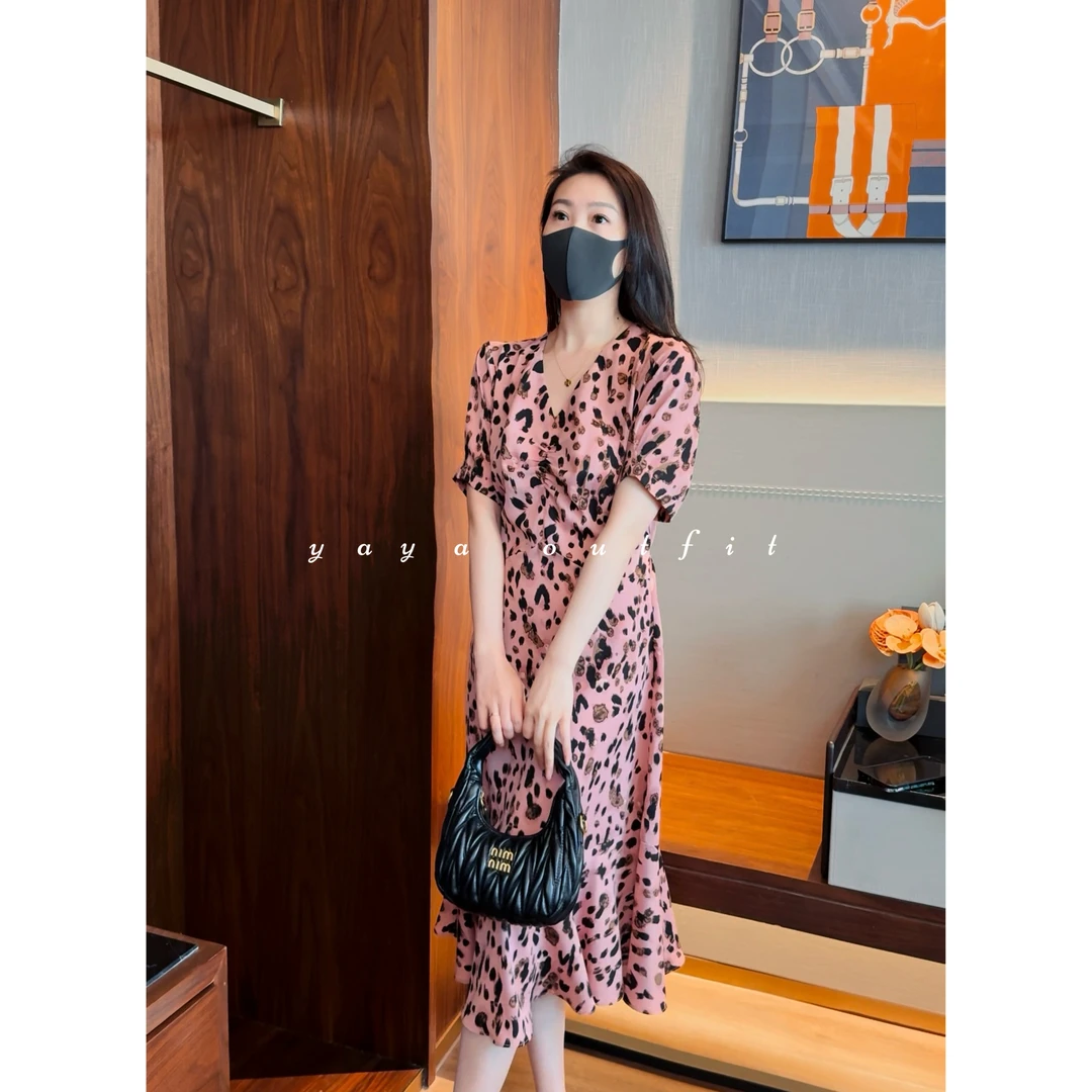 【ZENG缯】FISHTAIL鱼尾系列女士粉色豹纹连衣裙79