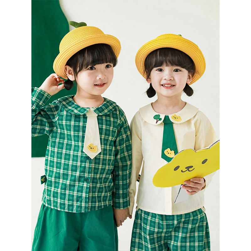 【清】幼悠女童绣标格子印花 领带可拆衬衫C2498 C2499