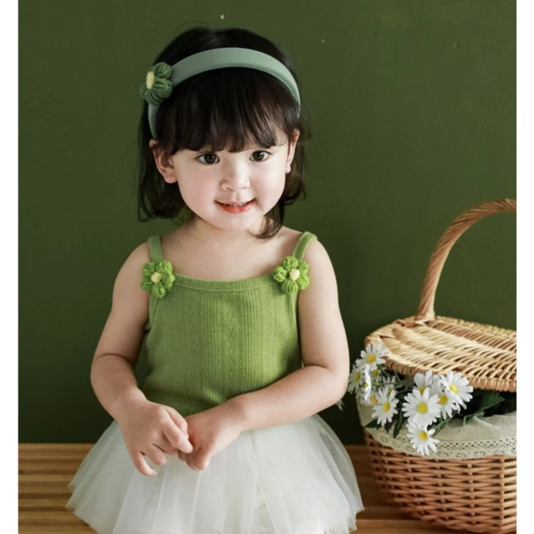 【清仓】幼悠儿童夏季弹力背心女宝花朵薄款宝宝吊带小童无袖X3123