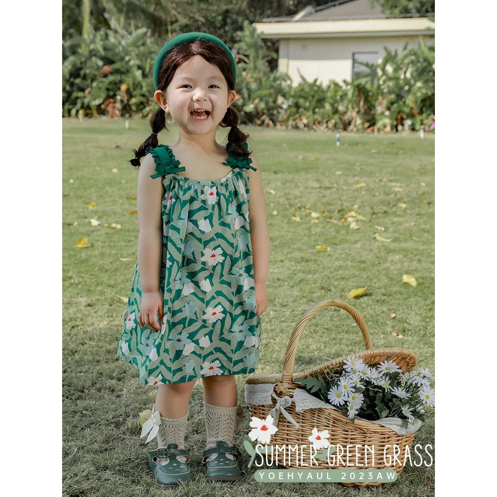 幼悠女童背带裙夏季可爱儿童绿色连衣裙子童装宝宝吊带裙潮X3623