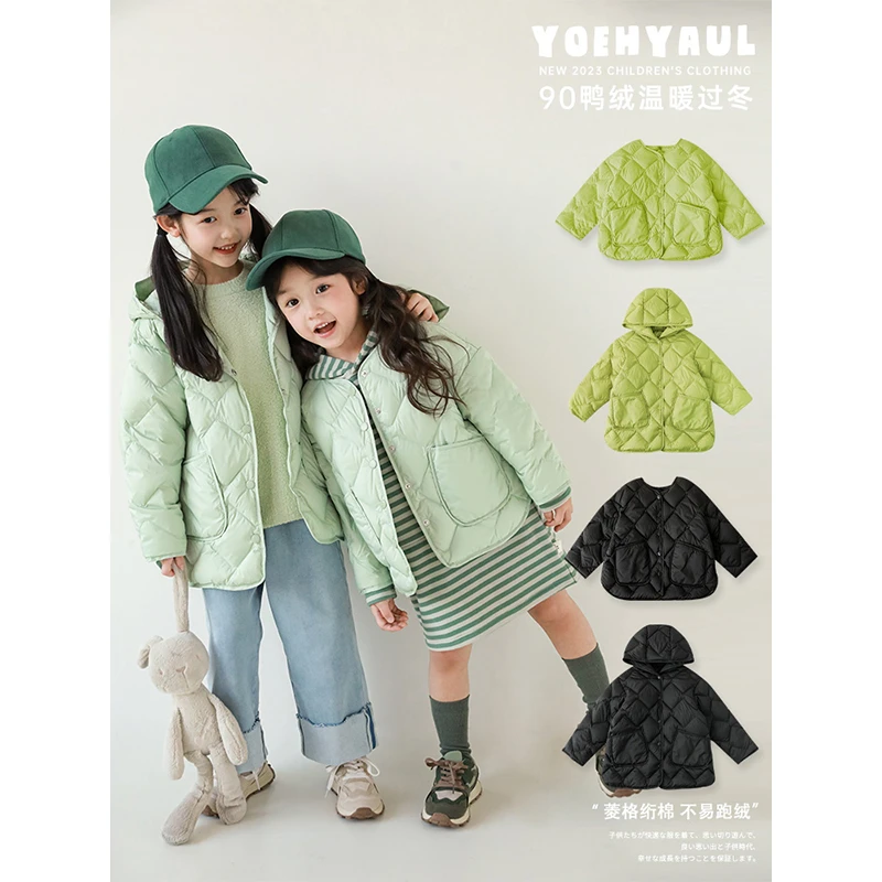 幼悠{羽过天晴}儿童连帽羽绒服秋冬菱格外套女童洋气外套D3438