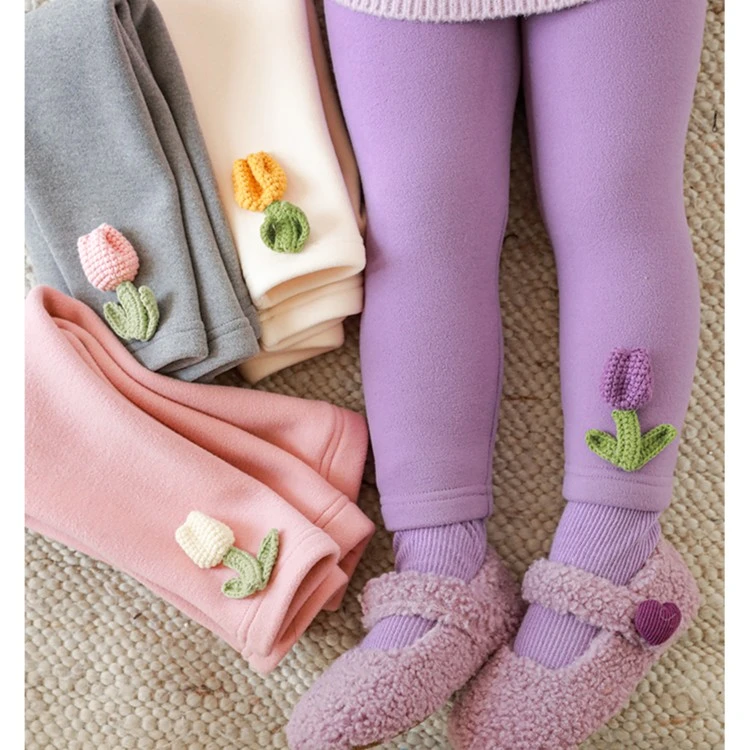 YOEHYAUL/幼悠郁金香儿童加厚洋气外穿女童保暖冬季打底裤 D2743