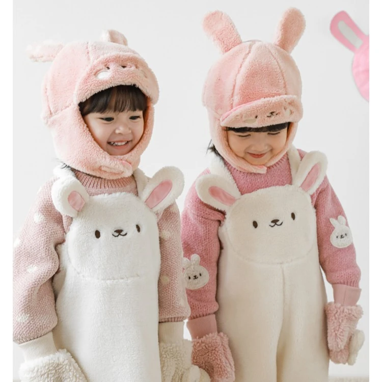 清YOEHYAUL/幼悠毛绒奶兔儿童加厚冬季保暖护耳卡通帽S0846 S0847