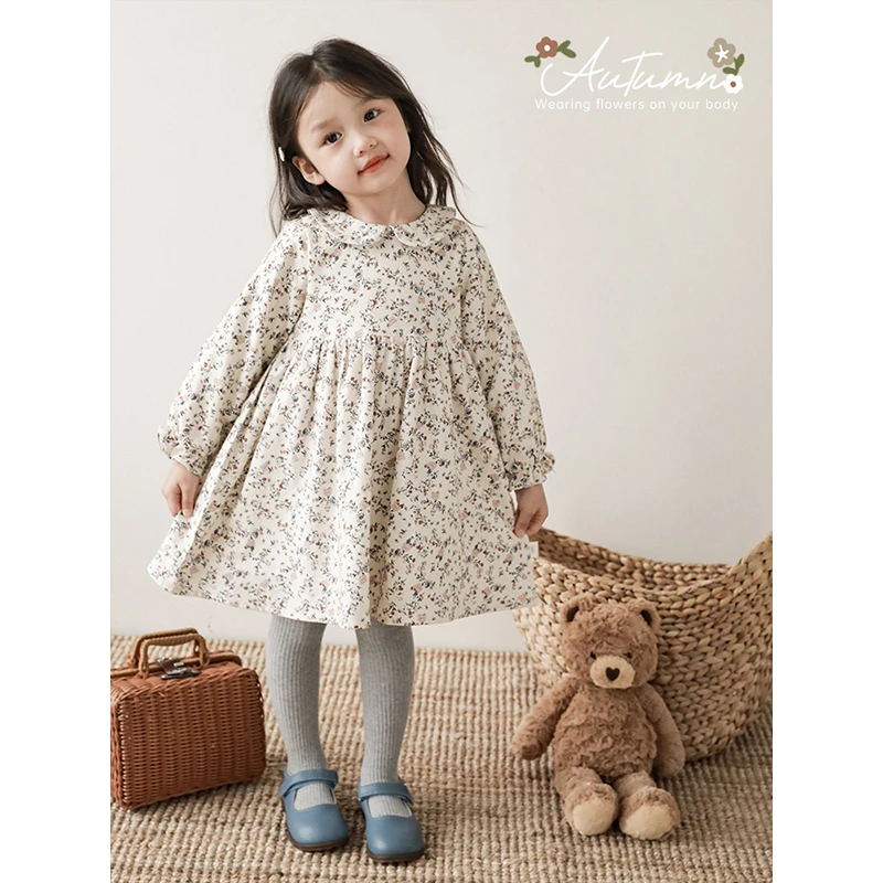 YOEHYAUL/幼悠女童春秋季碎花儿童连衣裙公主宝宝童装Q3185 Q3186