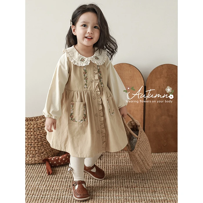 幼悠{铃兰藤蔓}女童花边春秋洋气宝宝复古汉服Q3044
