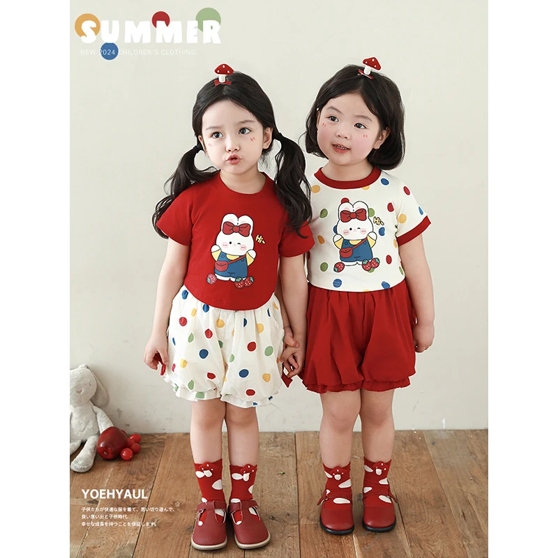 幼悠女童纯棉短裤夏季童装花边休闲儿童波点花苞灯笼裤子潮X4317