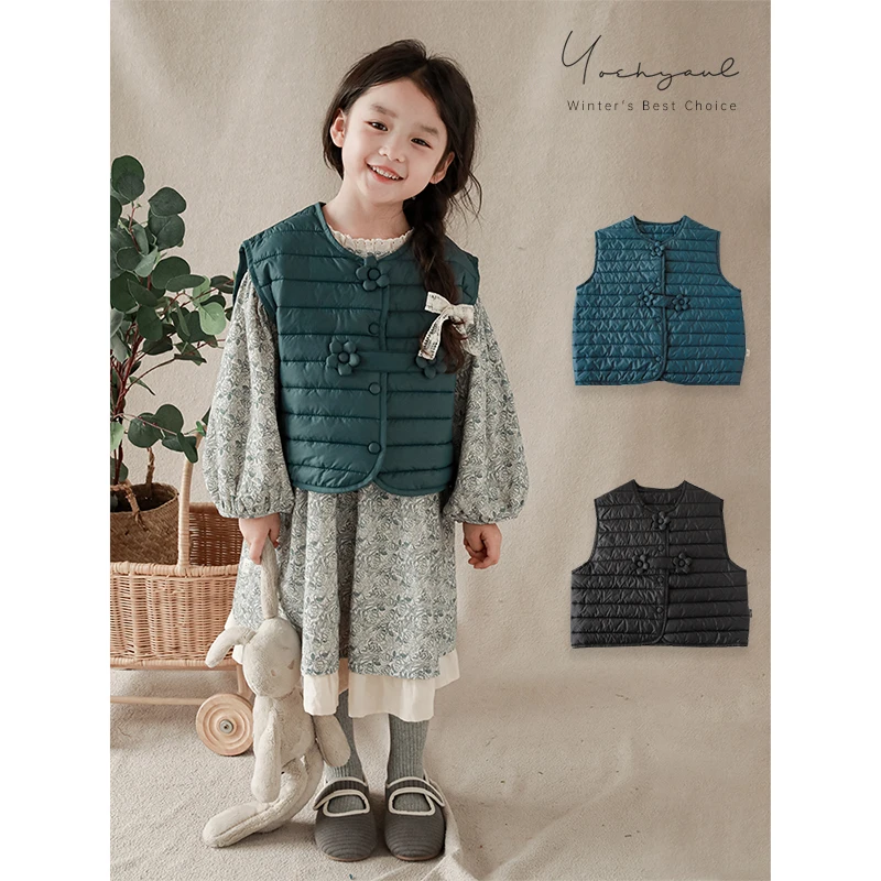 瑕 幼悠儿童秋冬季时尚保暖休闲复古外穿棉马甲 D3337-1