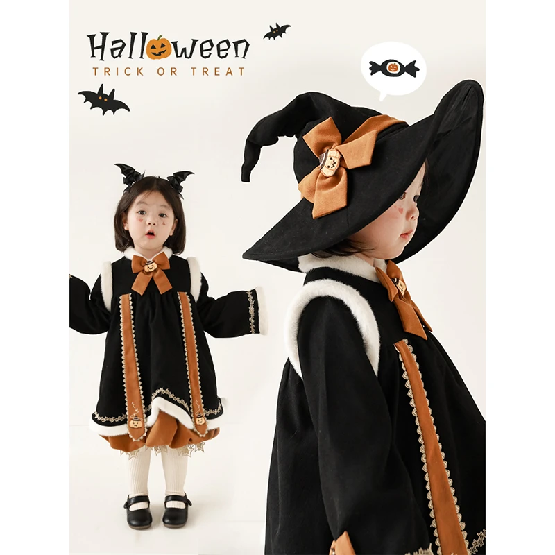 清 幼悠{南瓜娃娃}女童万圣节外套冬季儿童外套小童秋冬洋气D3186