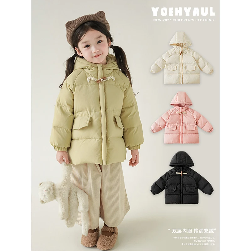 【清仓】幼悠女童冬季连帽女孩时髦羽绒服儿童洋气衣服D3133