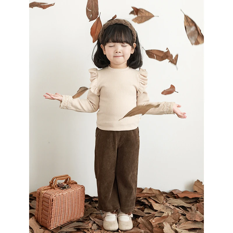 YOEHYAUL/幼悠童装春秋洋气休闲裤纯色保暖长裤汉服Q2684 Q2684-1