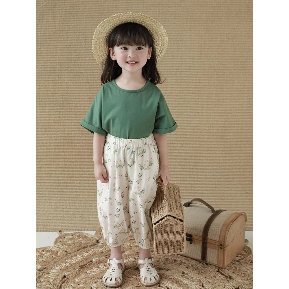 YOEHYAUL/幼悠[奇幻花园]儿童洋气夏季女童薄款宽松防蚊长裤X3974